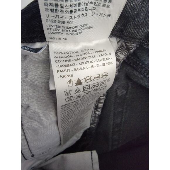 Levis Premium 501 Jean Sz 25 High Rise Embellished Fray Button Fly Big E Gray - Picture 9 of 13